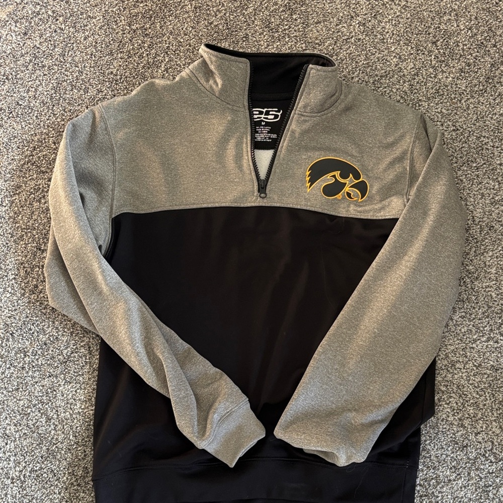 Gray and Black Quarter-Zip Sweatshirt with Logo